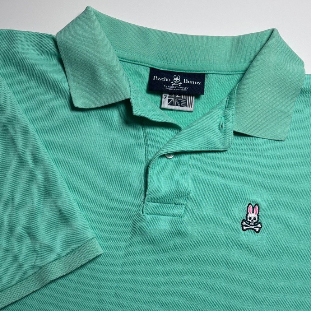 Psycho Bunny Pima Cotton Polo Shirt Mint Green Mens ‎ XL (7) Short Sleeve Logo